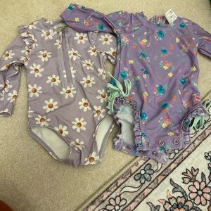 Floral Purple Kids One Piece Swimsuit bundle